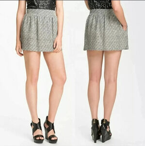 DVF Diane‎ Von Furstenberg Omarosa Broken Tweed Mini Skirt Size 2 black/cream